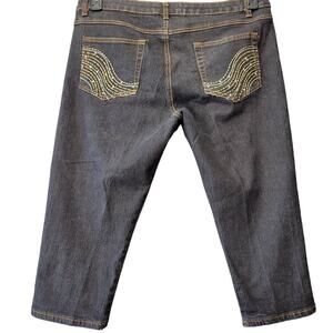 Zzvet Capri Blue Jeans Stretch Preppy Embroidered Studs Classic Womens Size 12